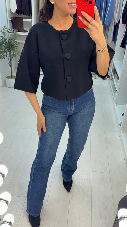 Florie Button Front Knit Top