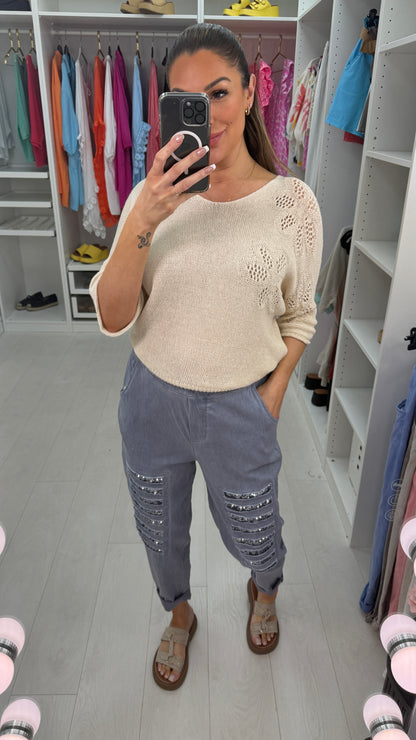 Zuma Ripped Sequin Detail Joggers