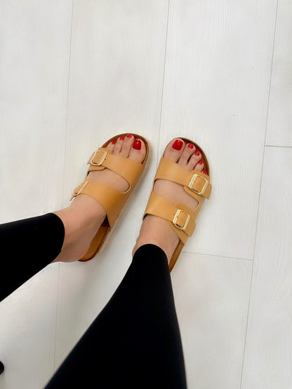 Nolan Double Buckle Platform Sliders