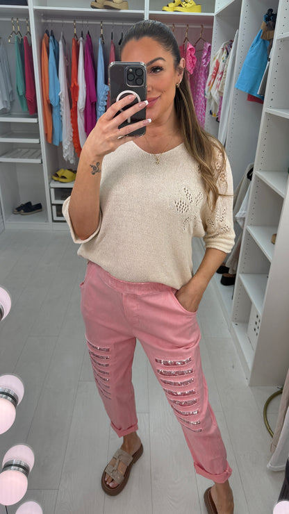 Zuma Ripped Sequin Detail Joggers