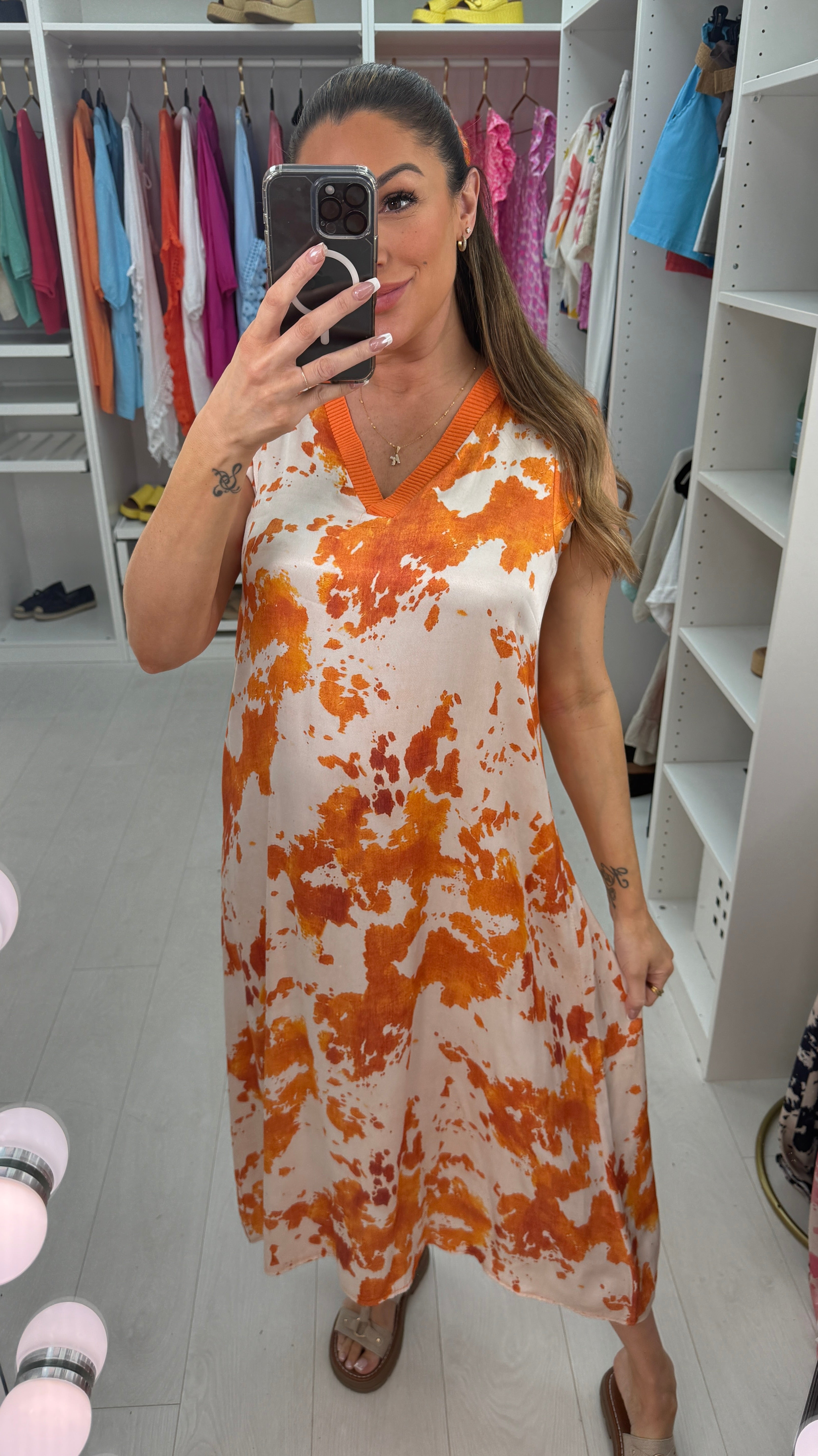 Leyan Ink Print Silky Dress