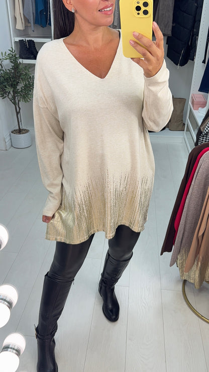 Laurena Plain Detailed Hem Loose Fit Jumper