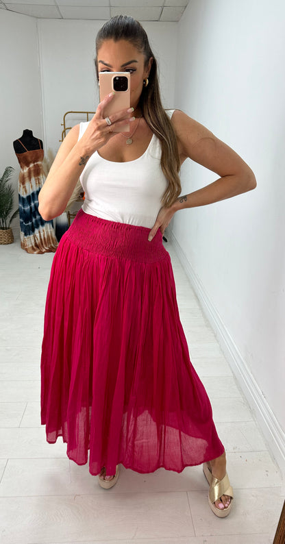 Stefanie Plain Elasticated High Waist Maxi Skirt