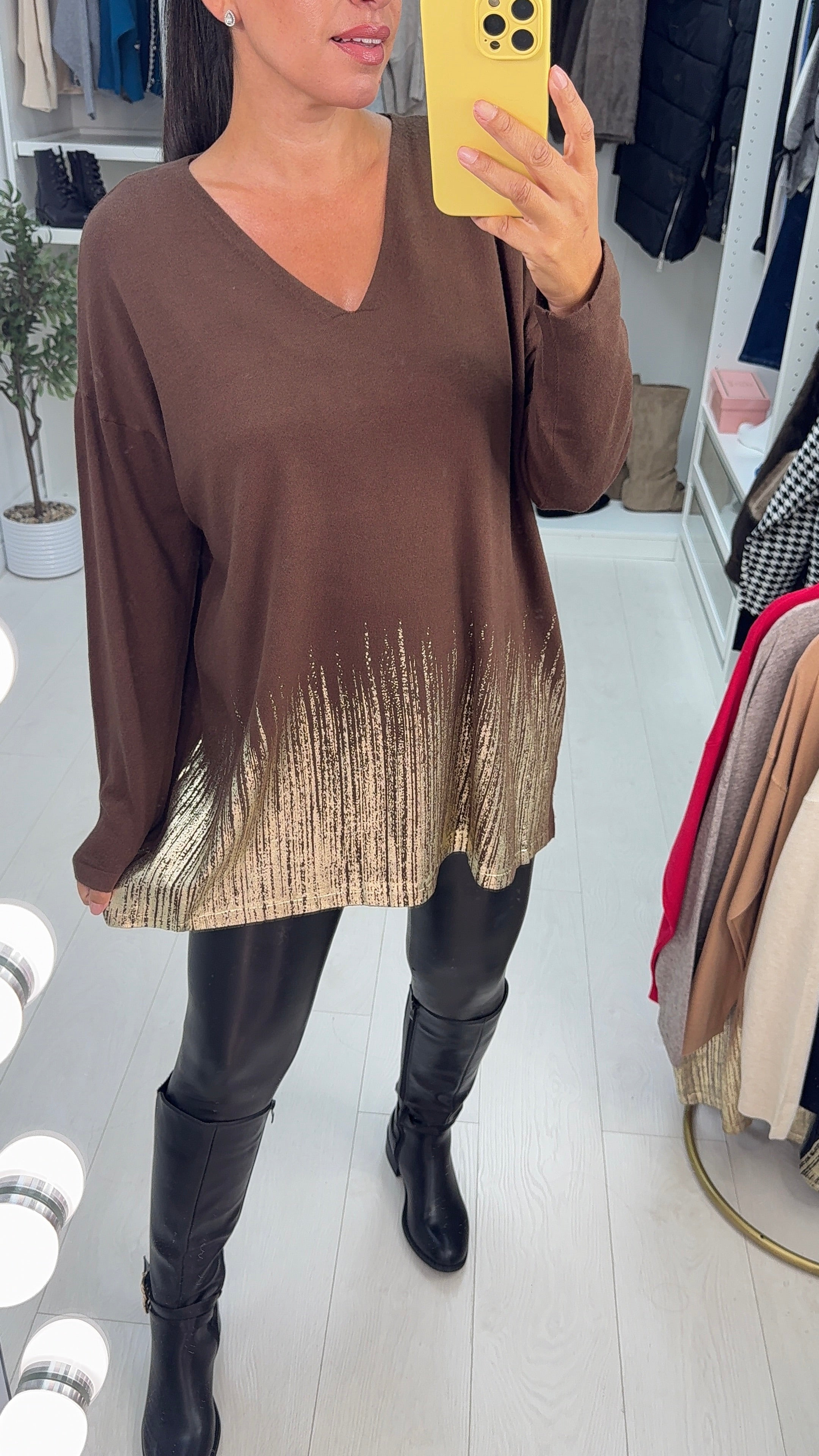 Laurena Plain Detailed Hem Loose Fit Jumper