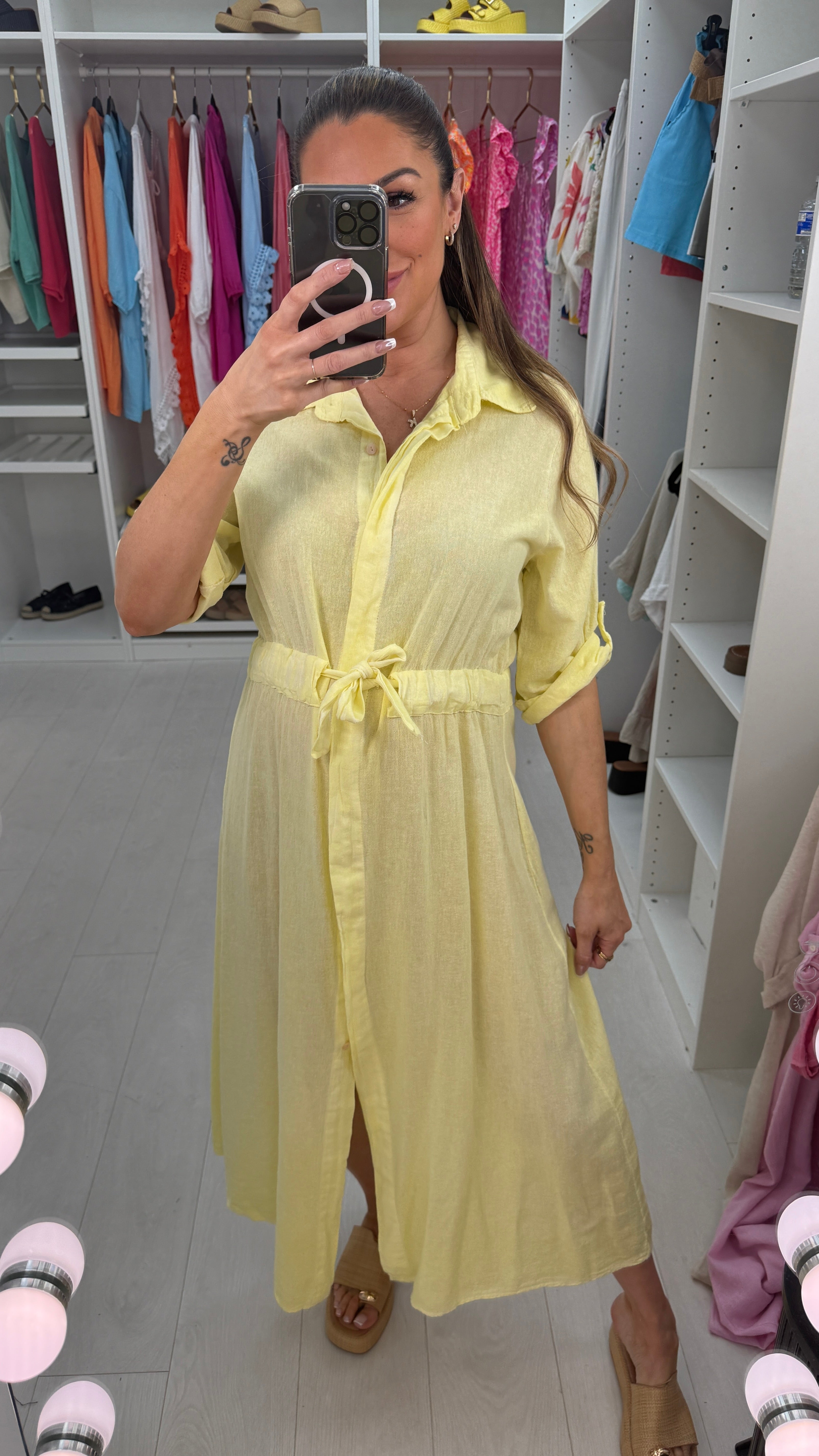 Morven Button Front Maxi Shirt Dress