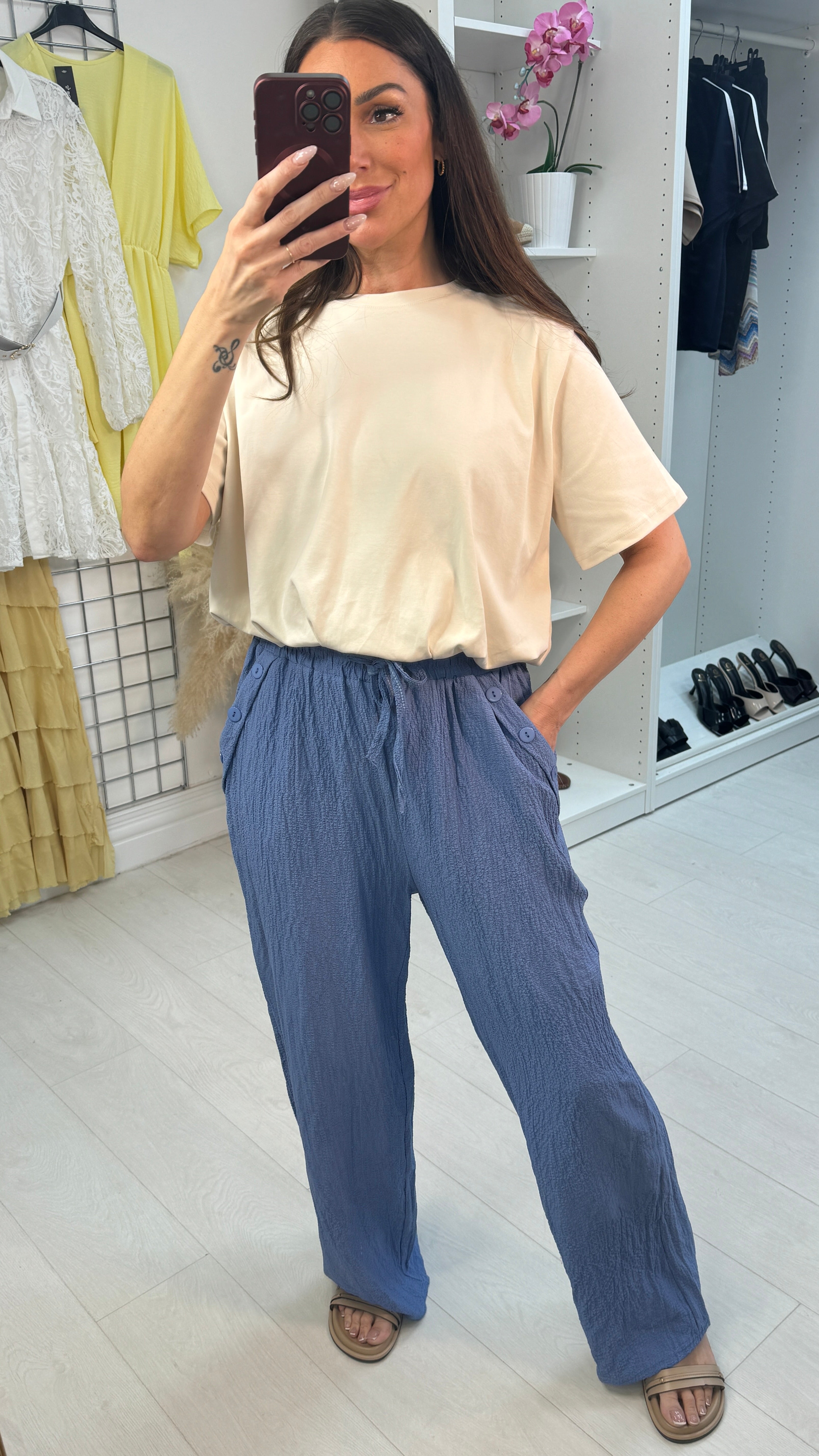 Opal Plain Textured Loose Fit Trousers