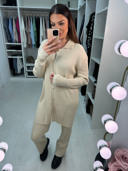 Georgina Ribbed Longline Shirt Loungewear Set