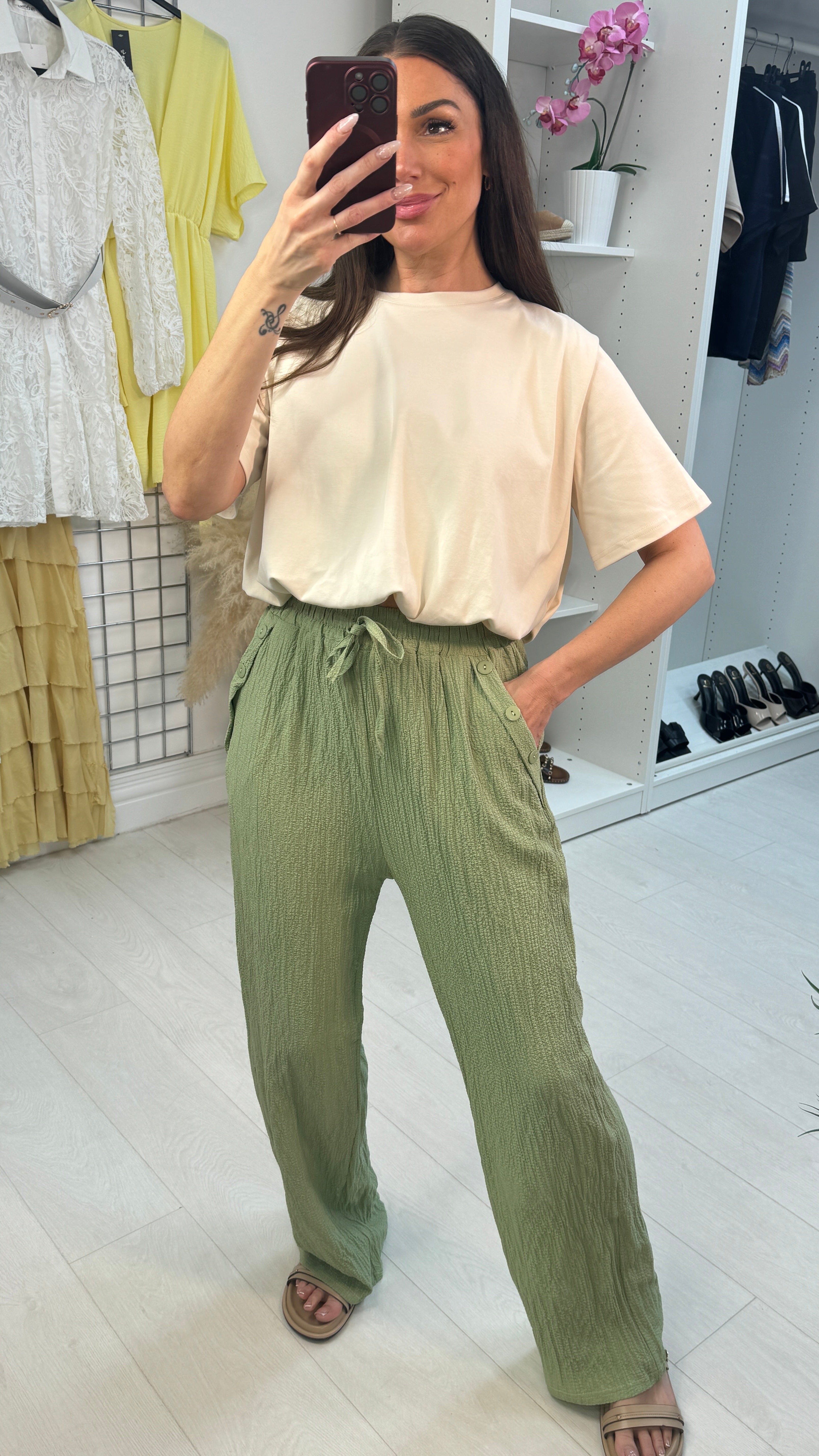 Opal Plain Textured Loose Fit Trousers