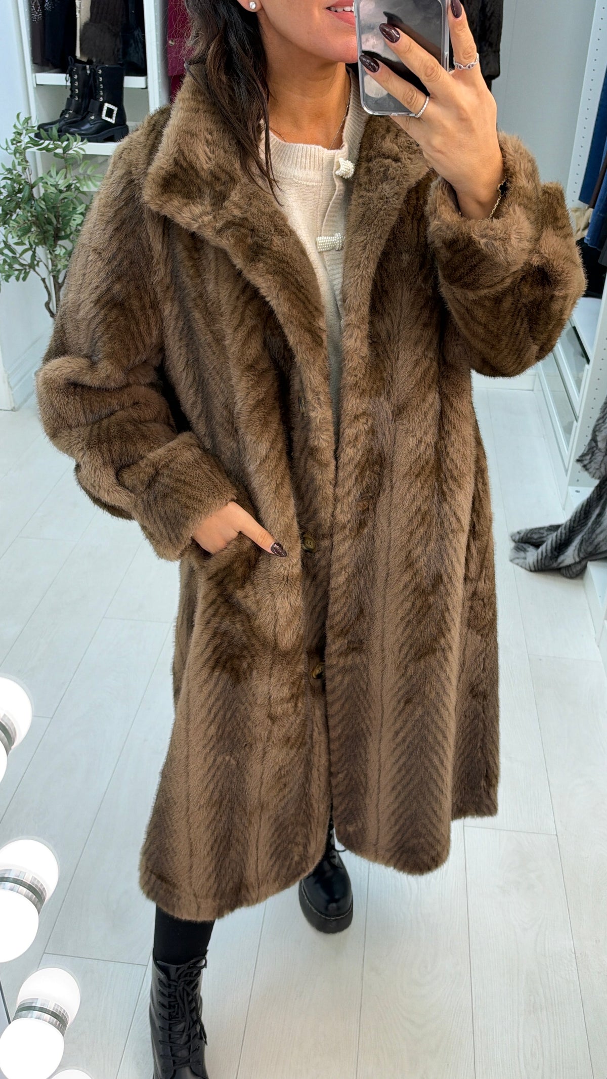 Kallista Button Front Faux Fur Coat
