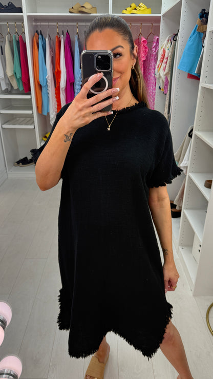 Leni Distressed Hem Midi Dress