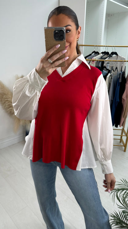 Marsha 2 In 1 V Neck Shirt Jumper