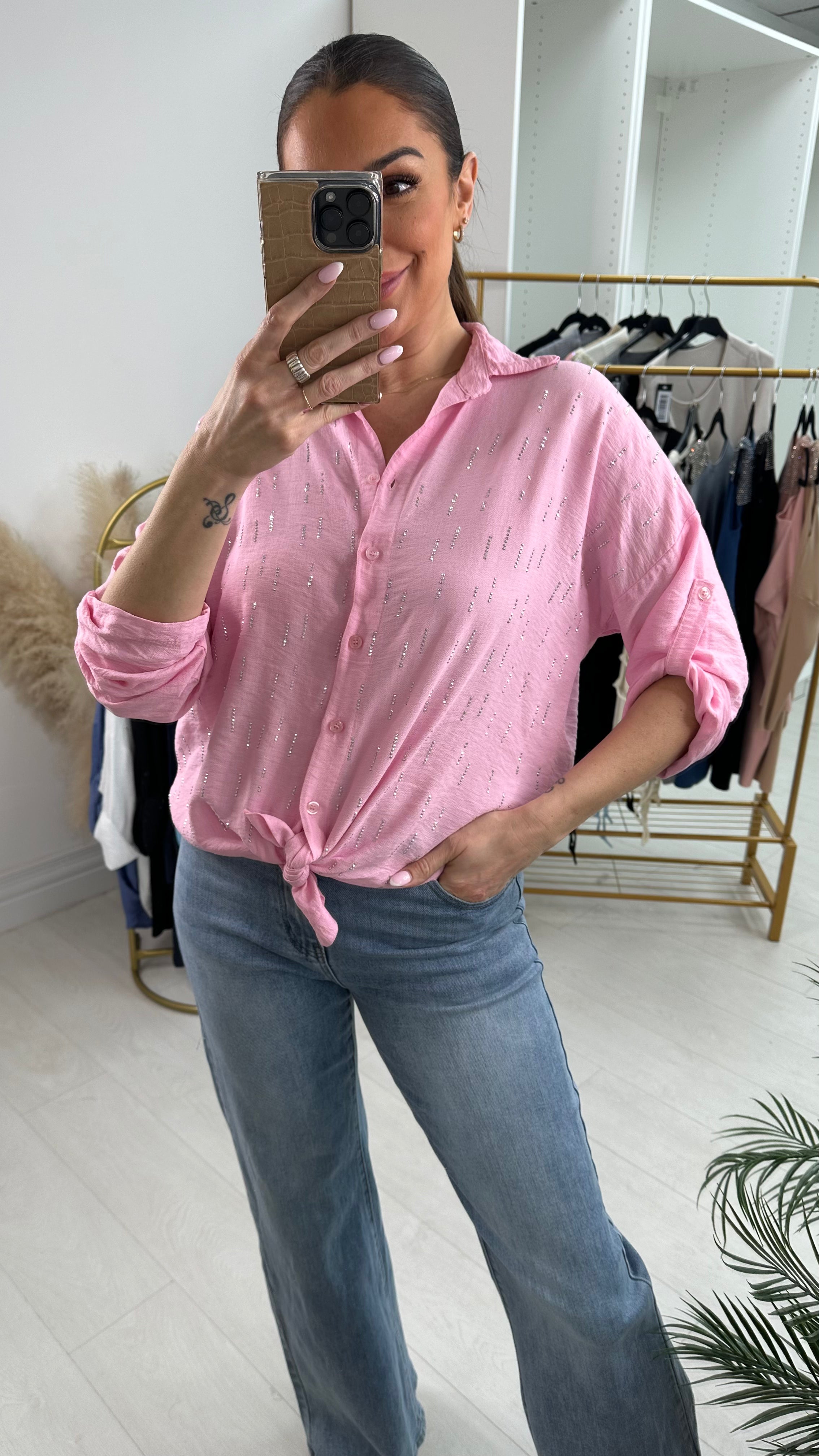 Parrell Crepe Diamante Detailed Shirt