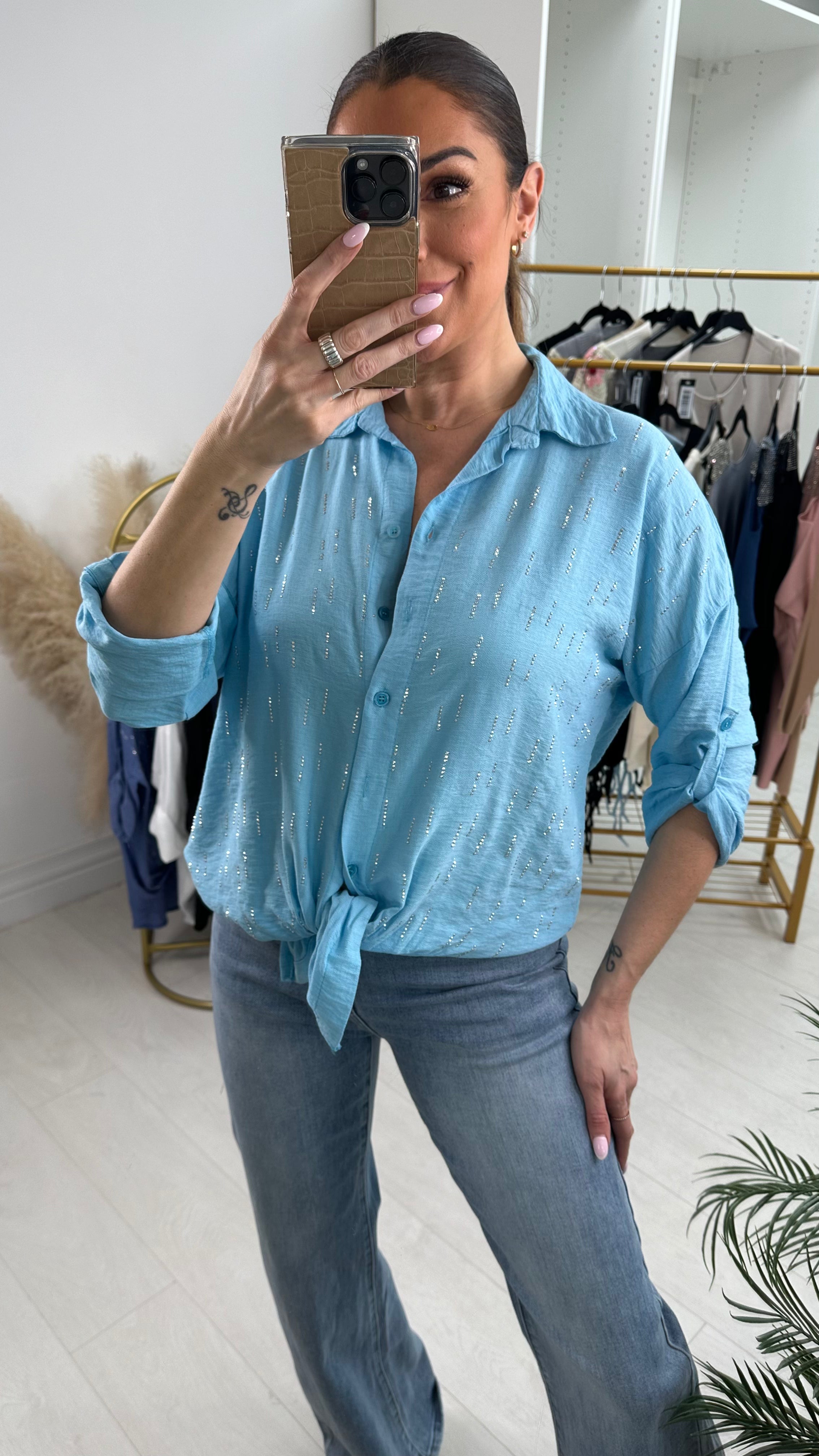 Parrell Crepe Diamante Detailed Shirt