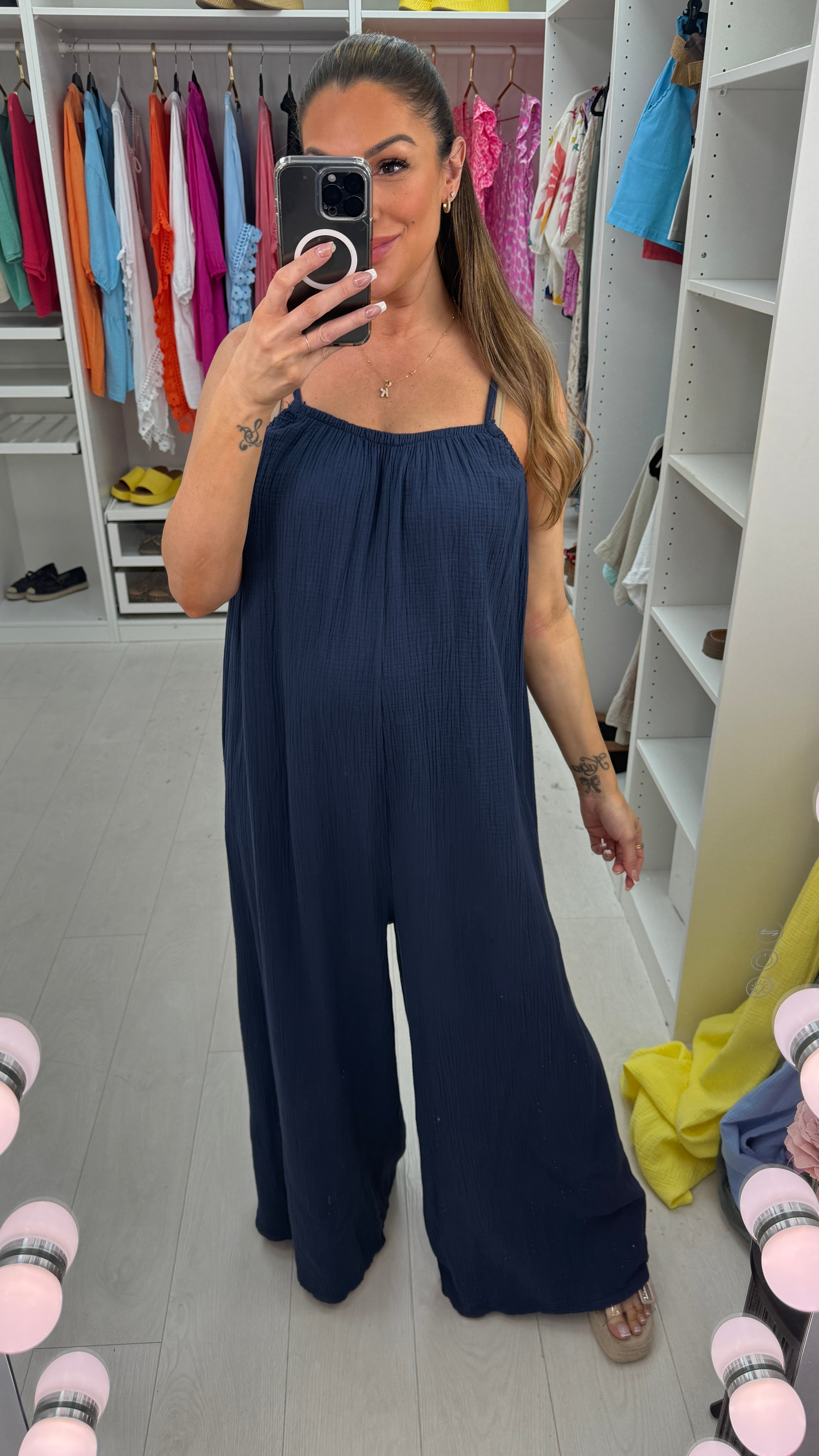 Florbela Cheesecloth Wide Leg Jumpsuit