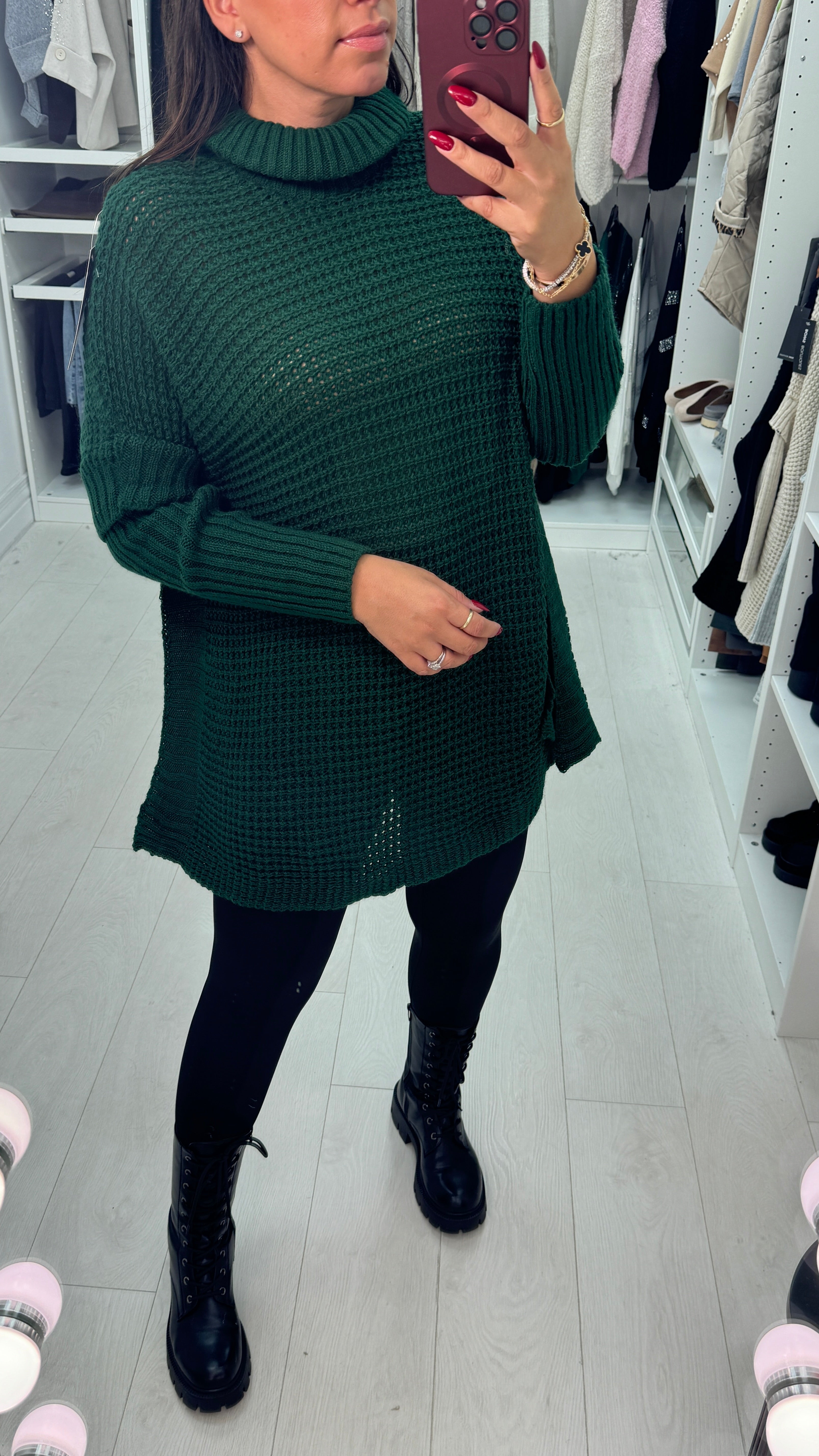 Maxine Plain Roll Neck Chunky Knit Oversized Jumper