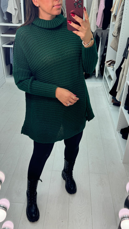 Maxine Plain Roll Neck Chunky Knit Oversized Jumper