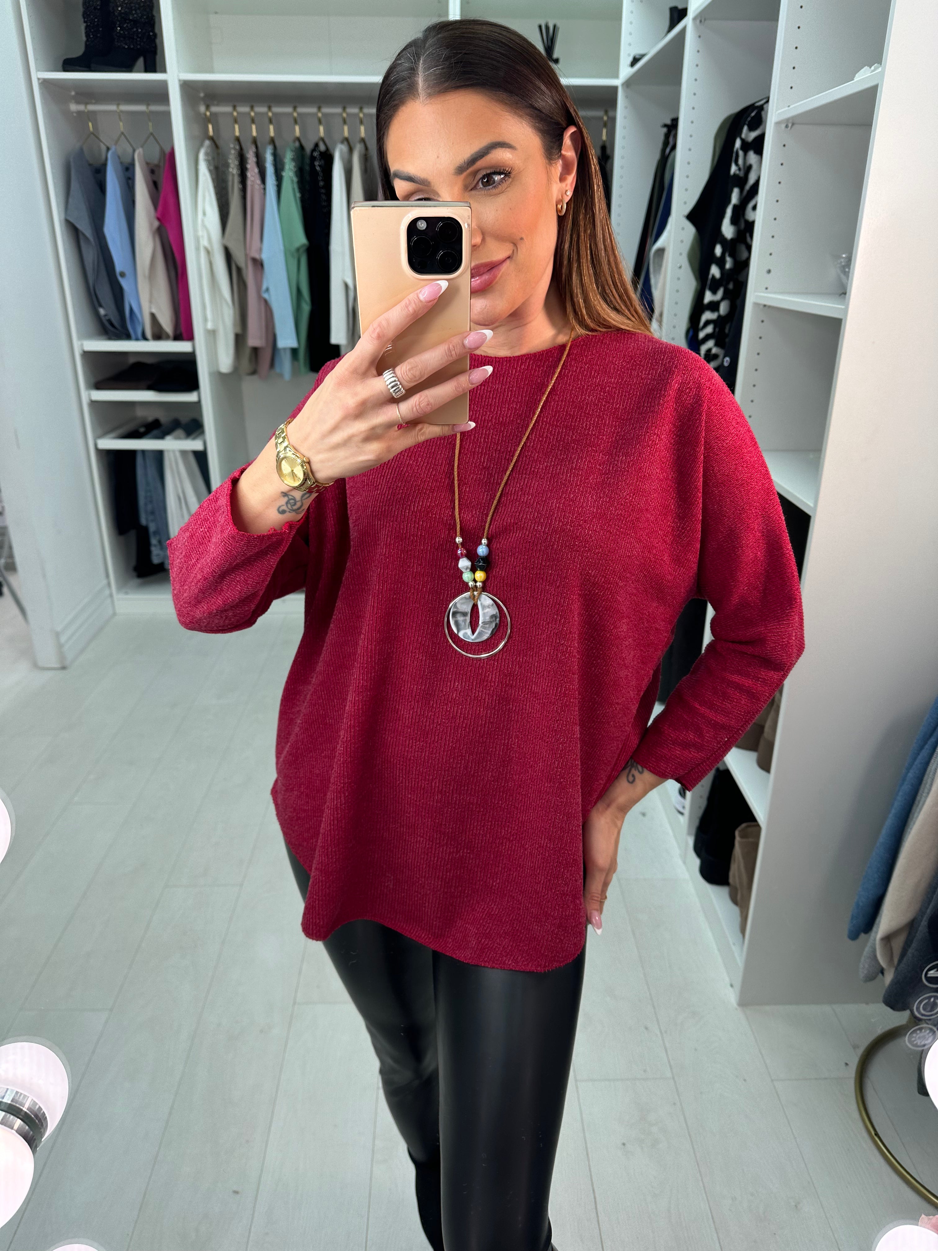 Tracy Plain Thin Knit Necklace Jumper