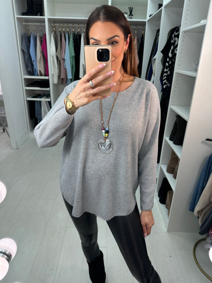 Tracy Plain Thin Knit Necklace Jumper