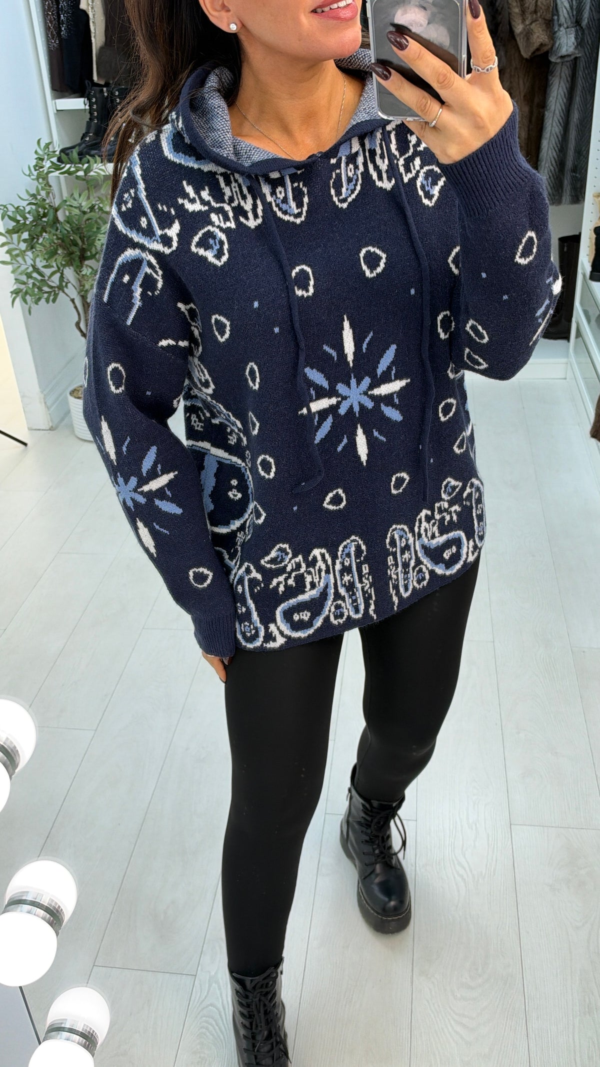 Oriavella Bandana Print Knit Hoodie