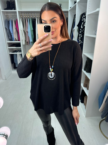 Tracy Plain Thin Knit Necklace Jumper