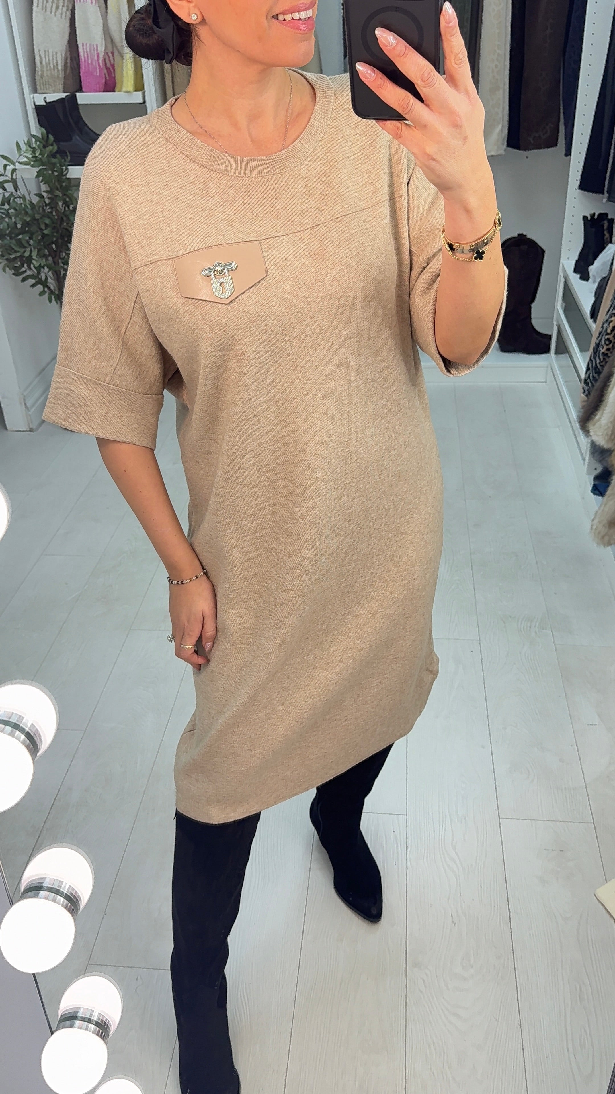 Ryleigh Plain Pocket Detailed Jumper Dress