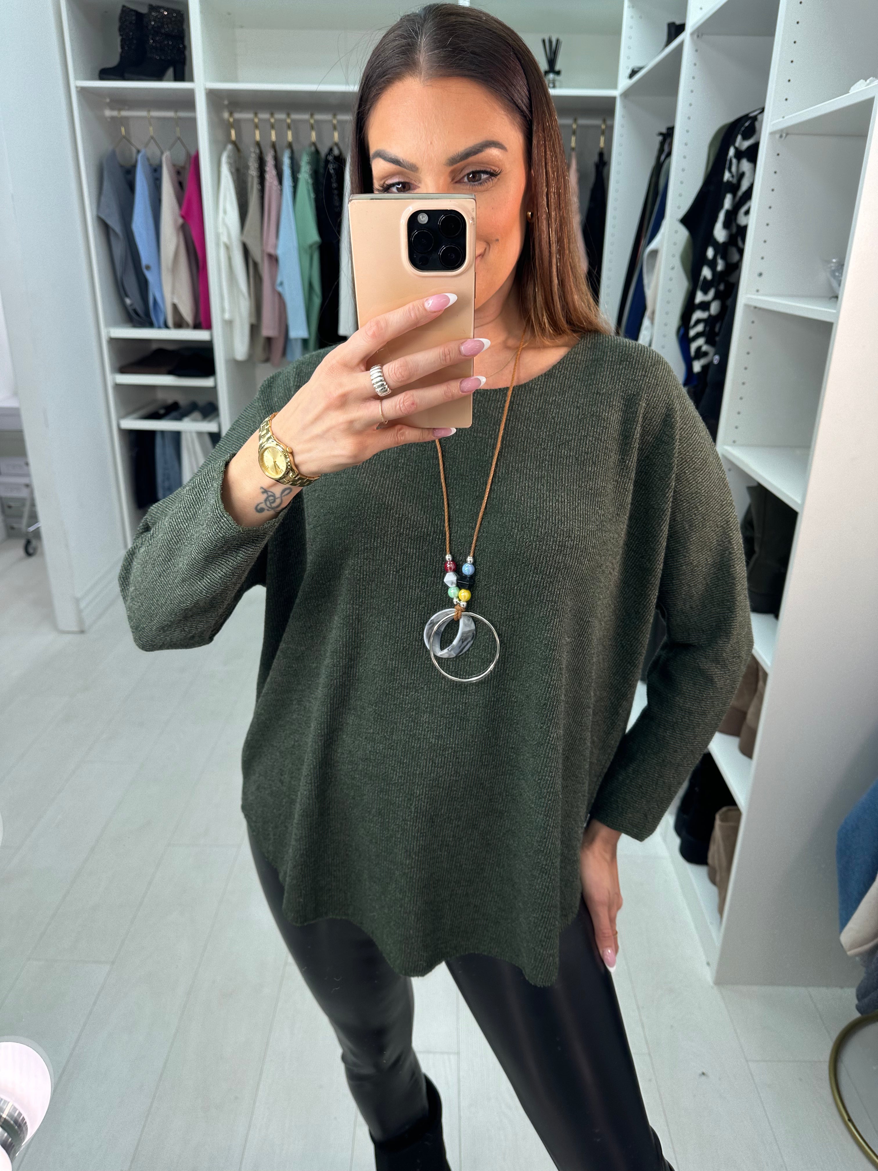 Tracy Plain Thin Knit Necklace Jumper