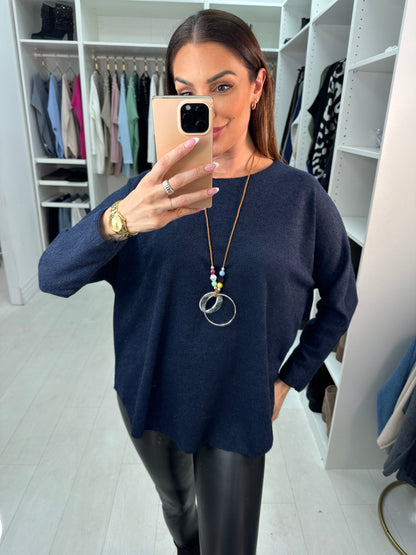 Tracy Plain Thin Knit Necklace Jumper