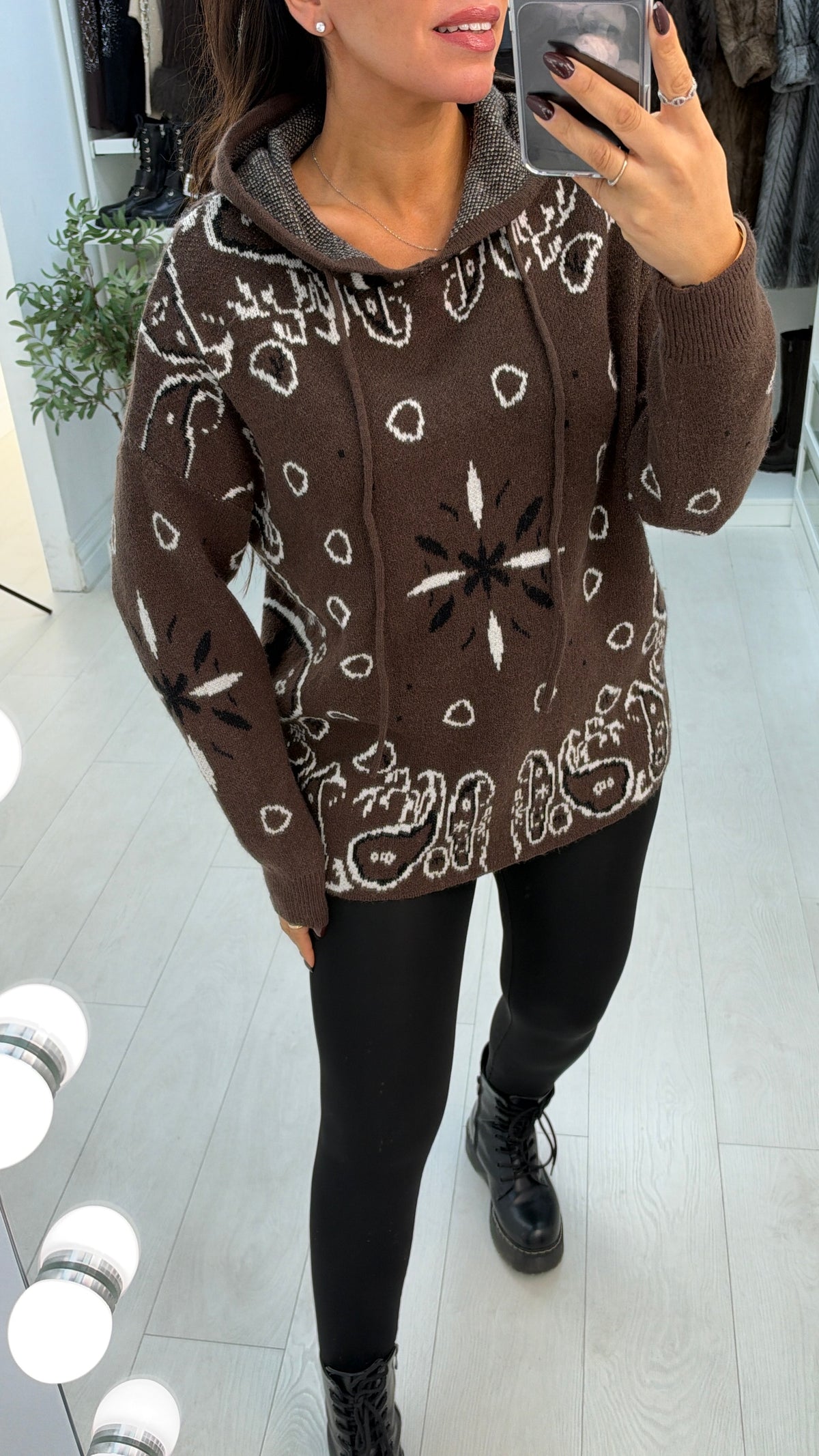 Oriavella Bandana Print Knit Hoodie