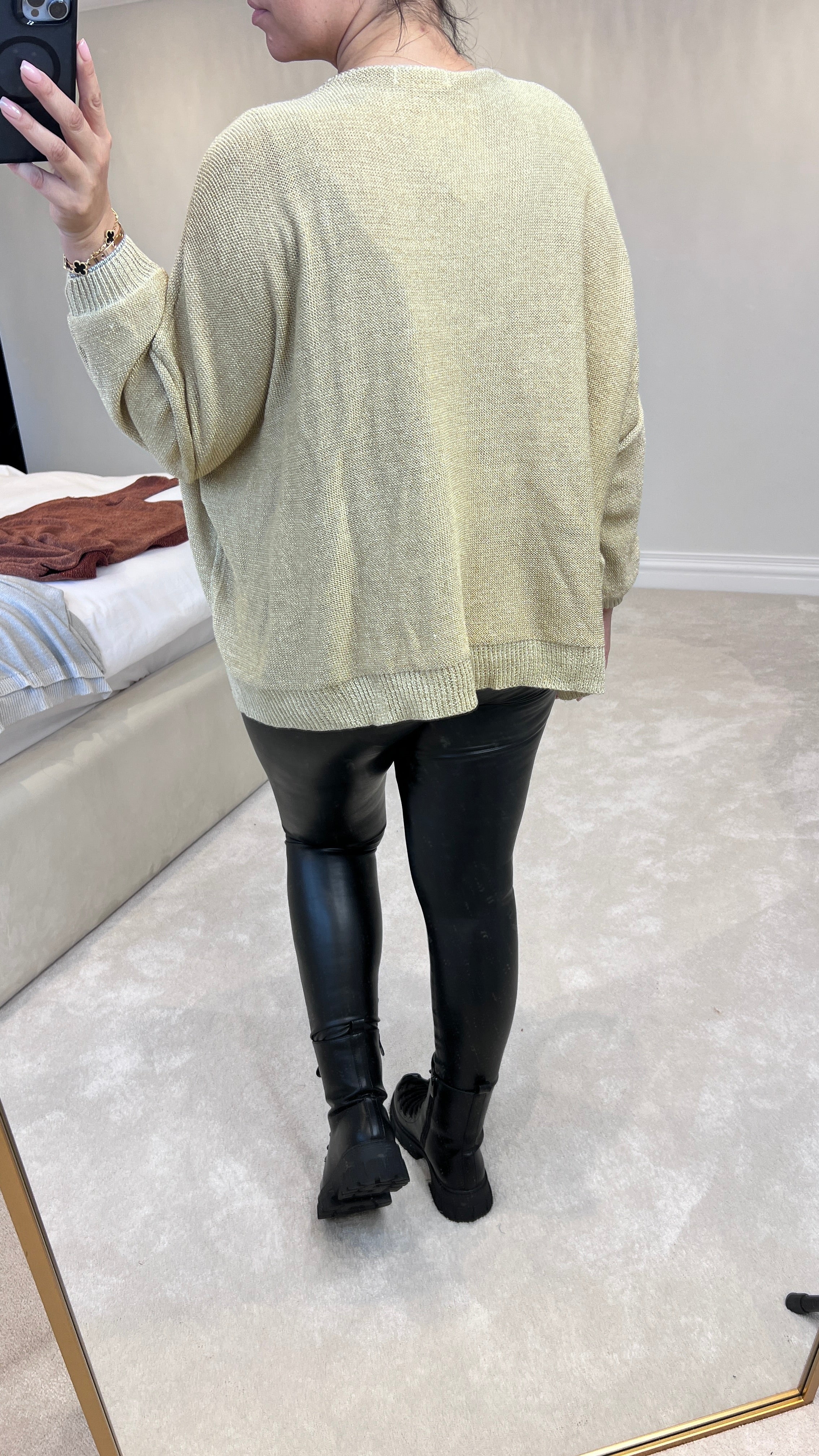 Mellis Fine Glitter Knitted V-Neck Jumper