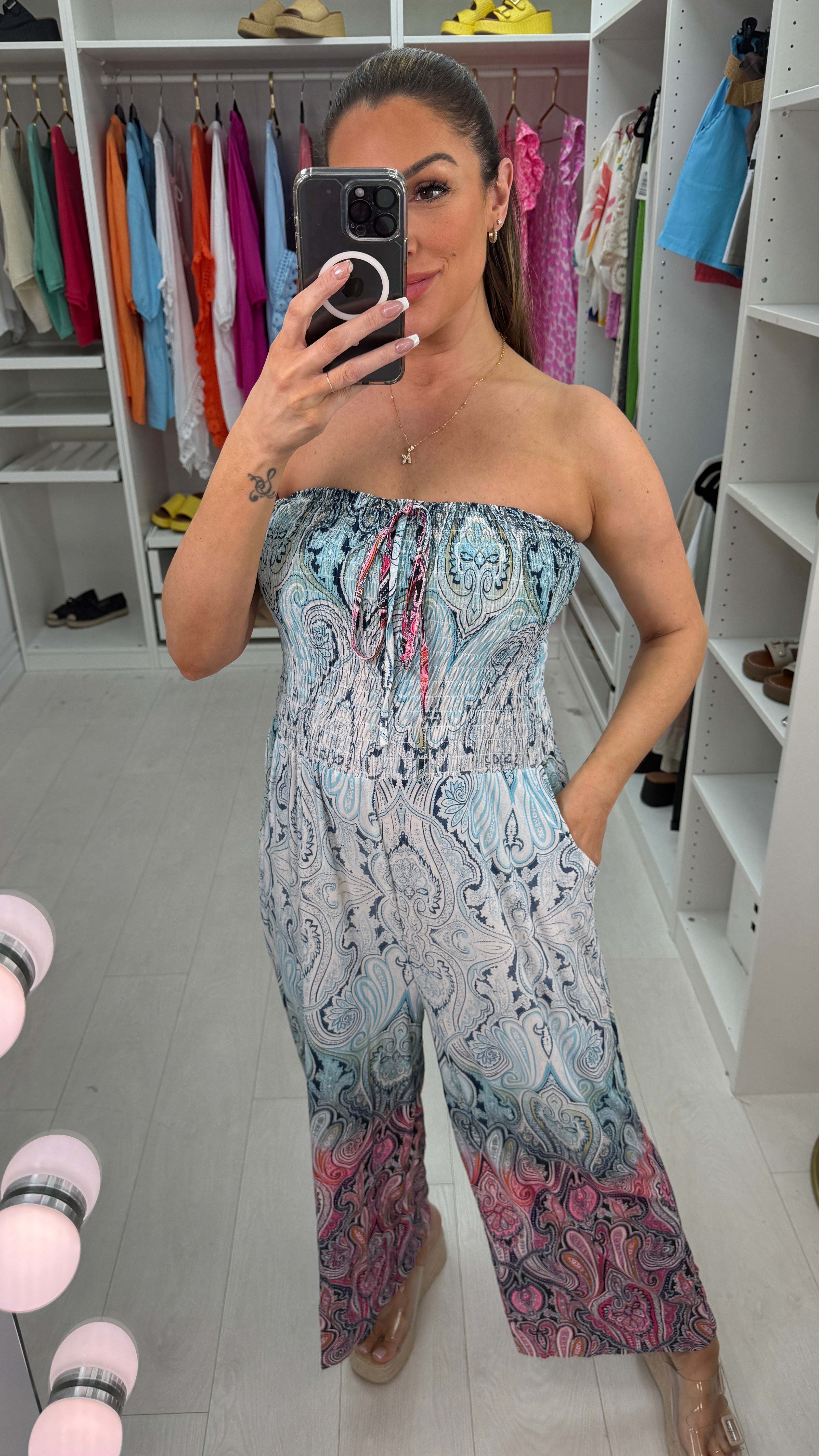 Jemina Paisley Print Elasticated Bust Magic Jumpsuit