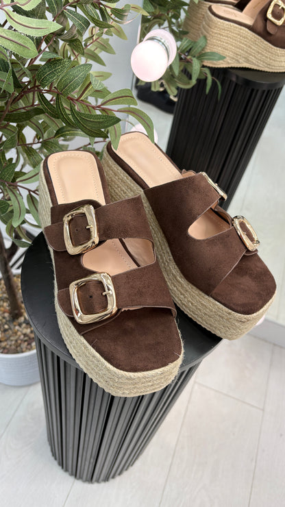 Dottie Woven Platform Buckle Mules