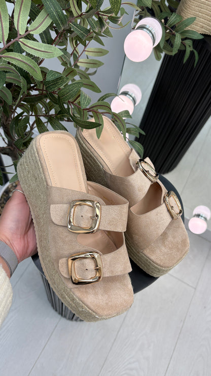 Dottie Woven Platform Buckle Mules