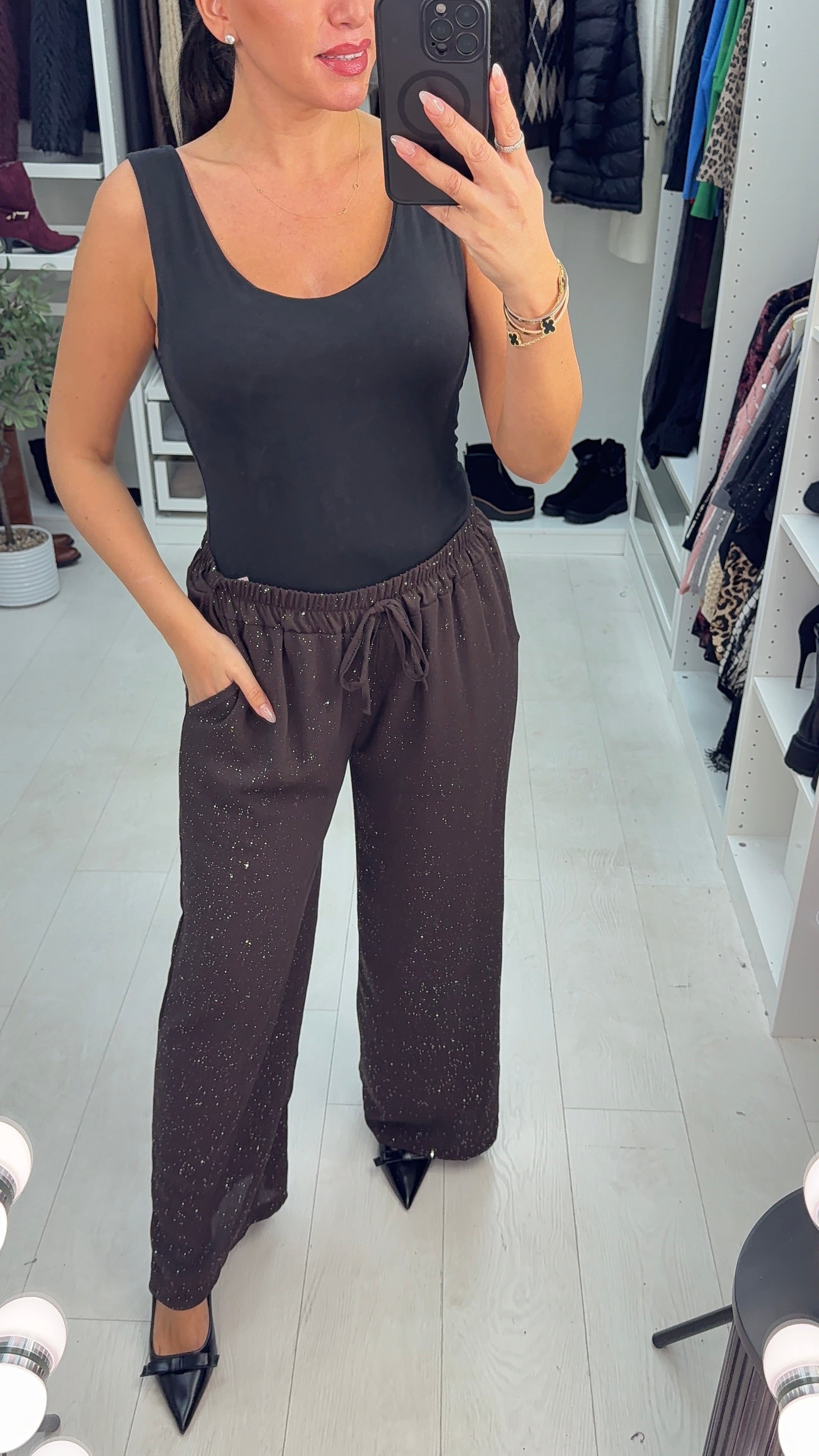 Freyanna Elasticated Waist Sparkle Trousers