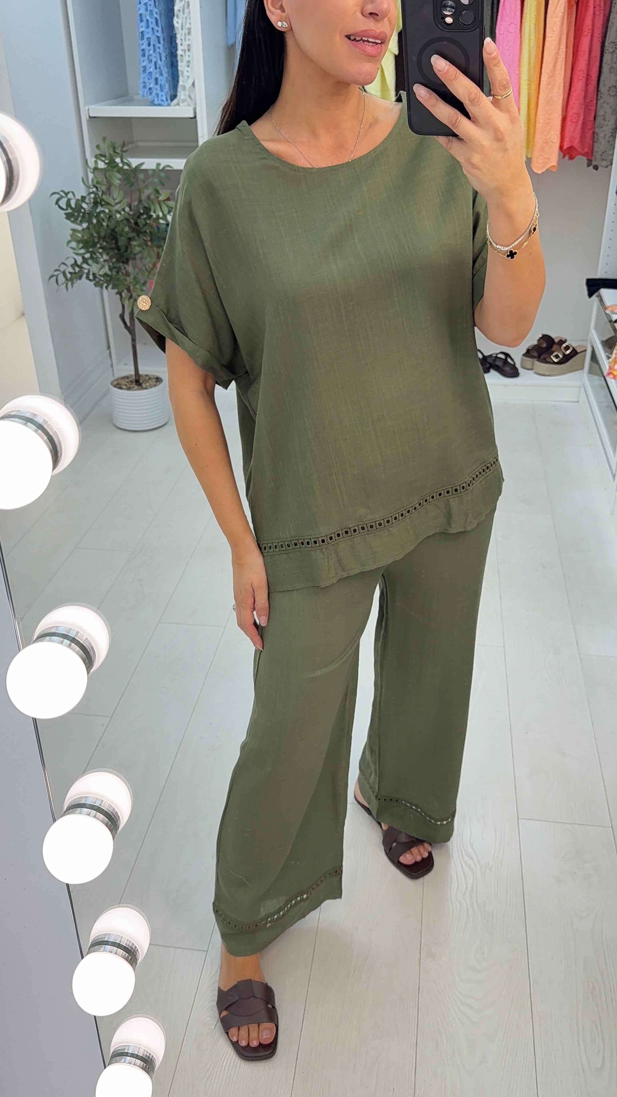 Olana Plain Loose Fit Detailed Trim Co-Ord Set
