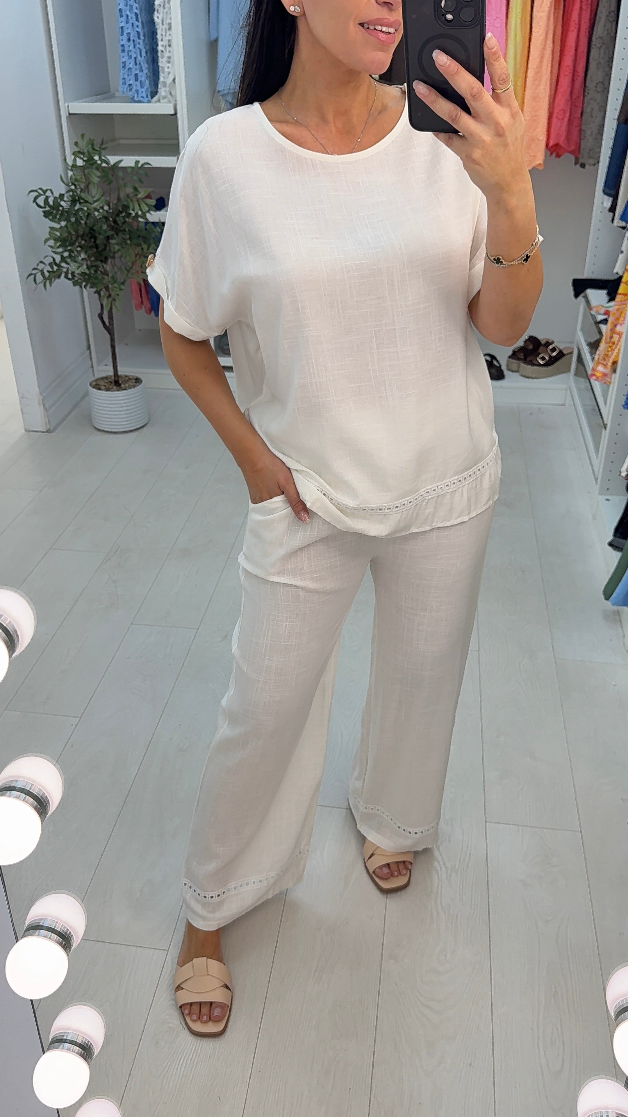Olana Plain Loose Fit Detailed Trim Co-Ord Set