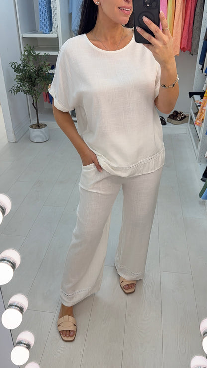 Olana Plain Loose Fit Detailed Trim Co-Ord Set