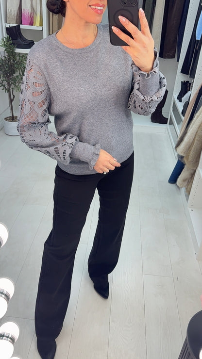 Kandise Floral Lace Sleeves Detailed Jumper