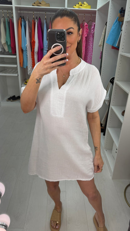 Valera plain Cheesecloth V Neck Midi Dress