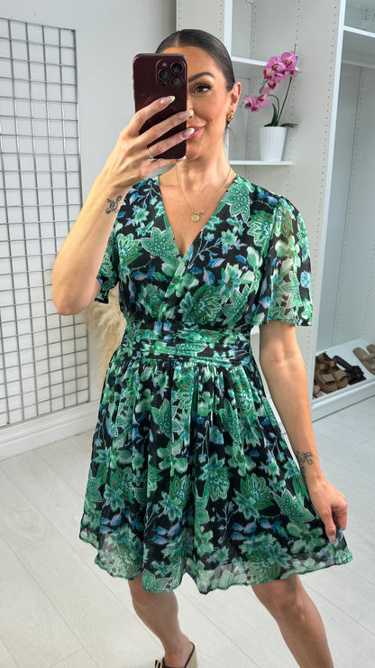 Capri V Neck Floral Midi Dress