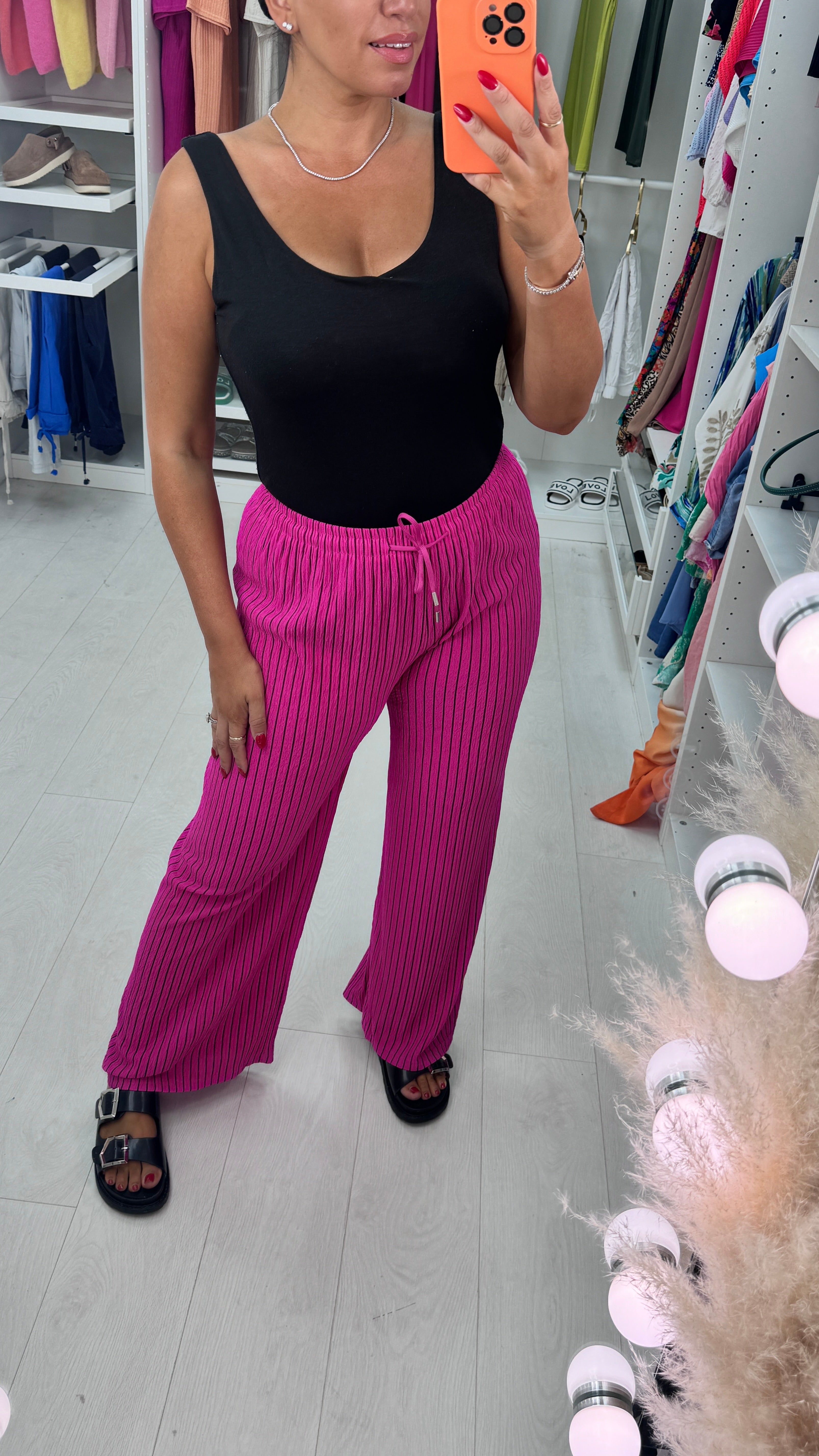 Shania Pleated Striped Trousers