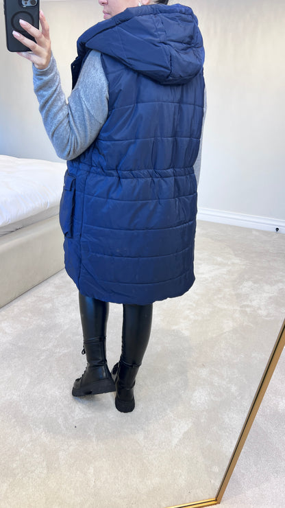 Essel Toggle Waist Shine Pocket Detailed Hooded Gilet