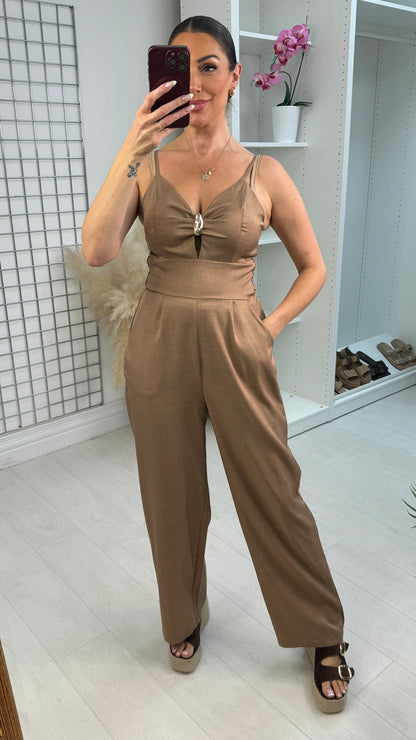 Lulu Embellished Strappy Wide Leg Jumpsuit