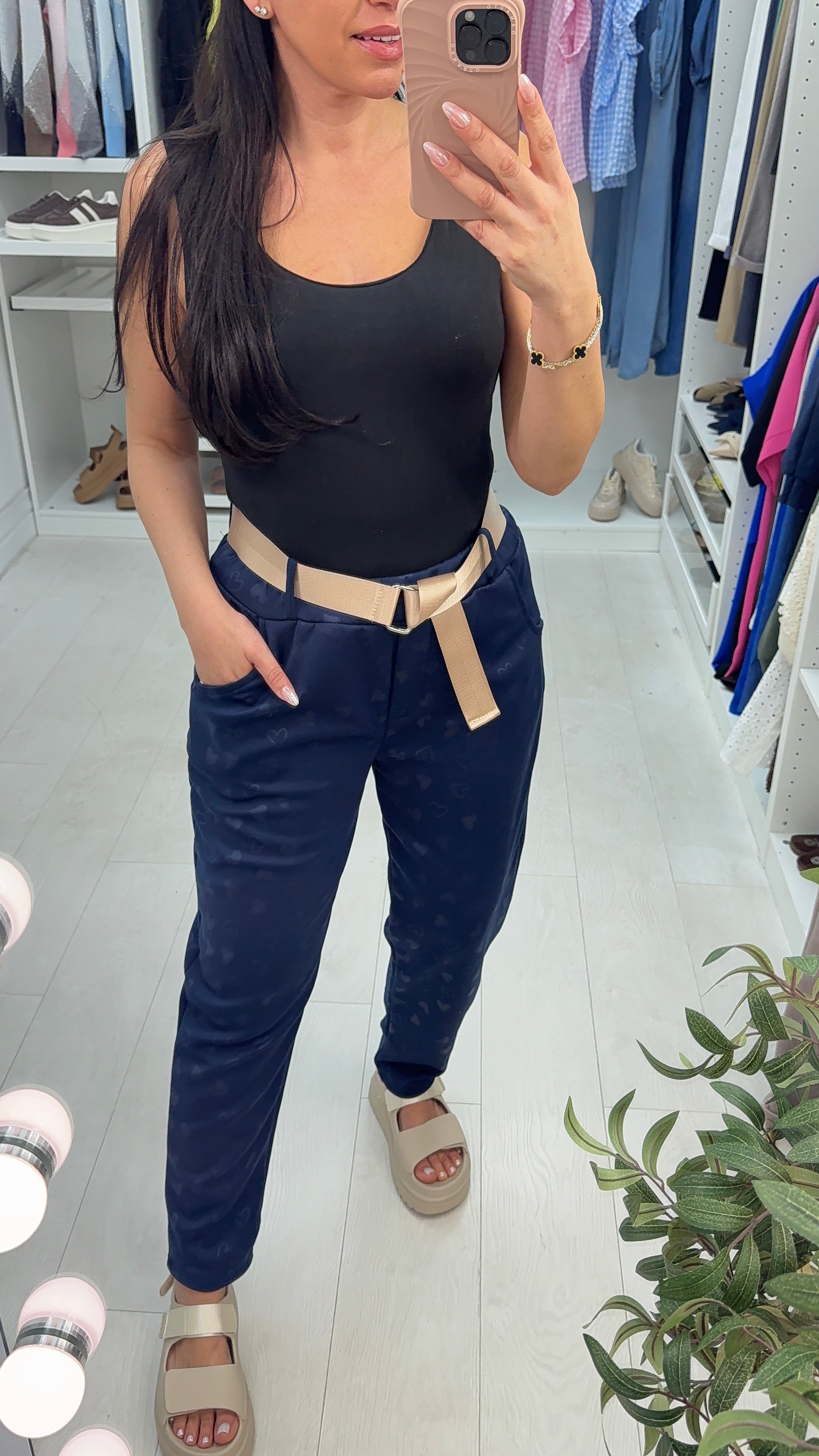 Alex Heart Pattern Elasticated Waist Trousers