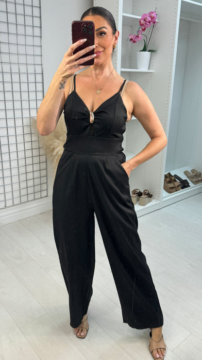 Lulu Embellished Strappy Wide Leg Jumpsuit