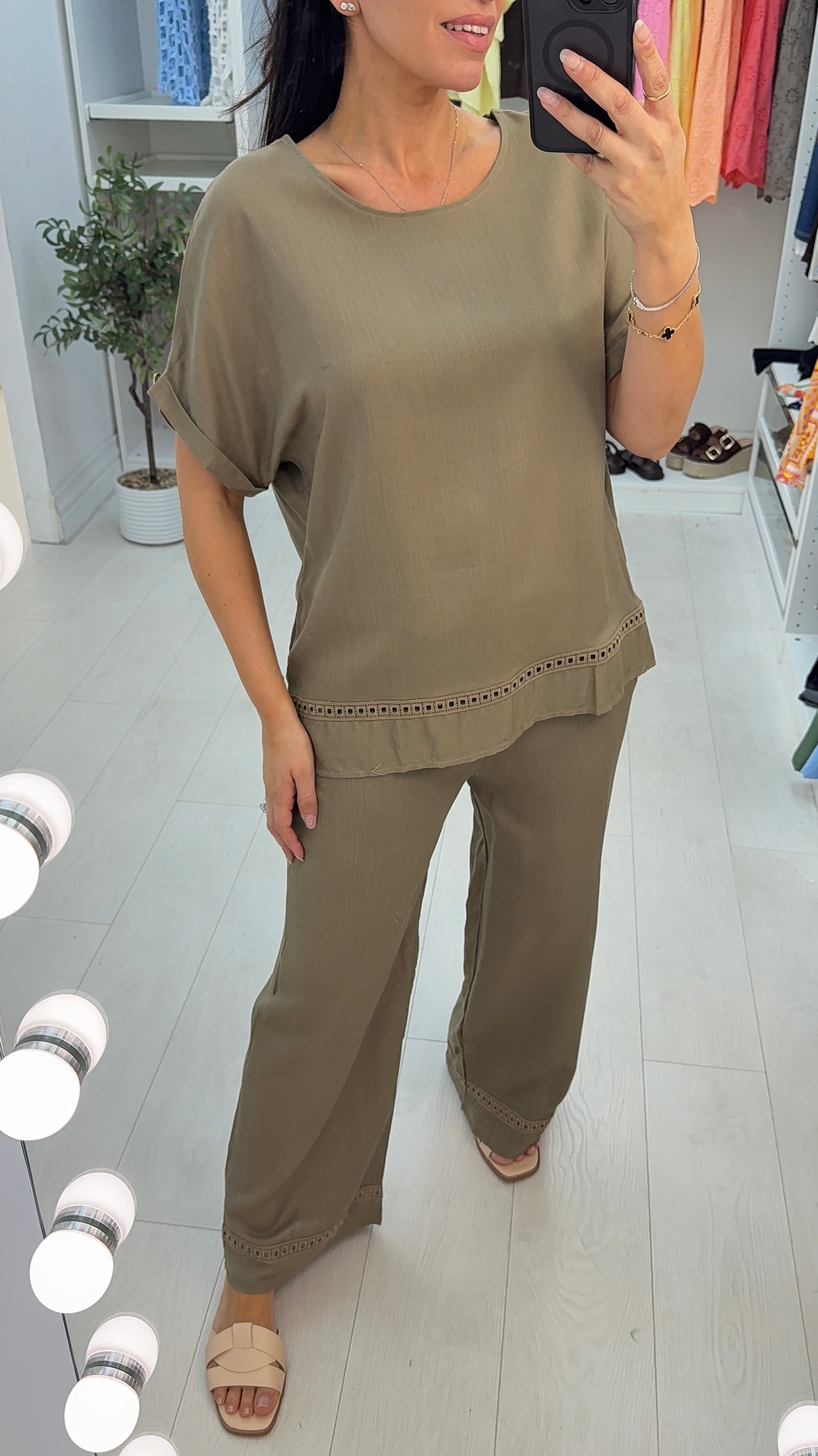Olana Plain Loose Fit Detailed Trim Co-Ord Set