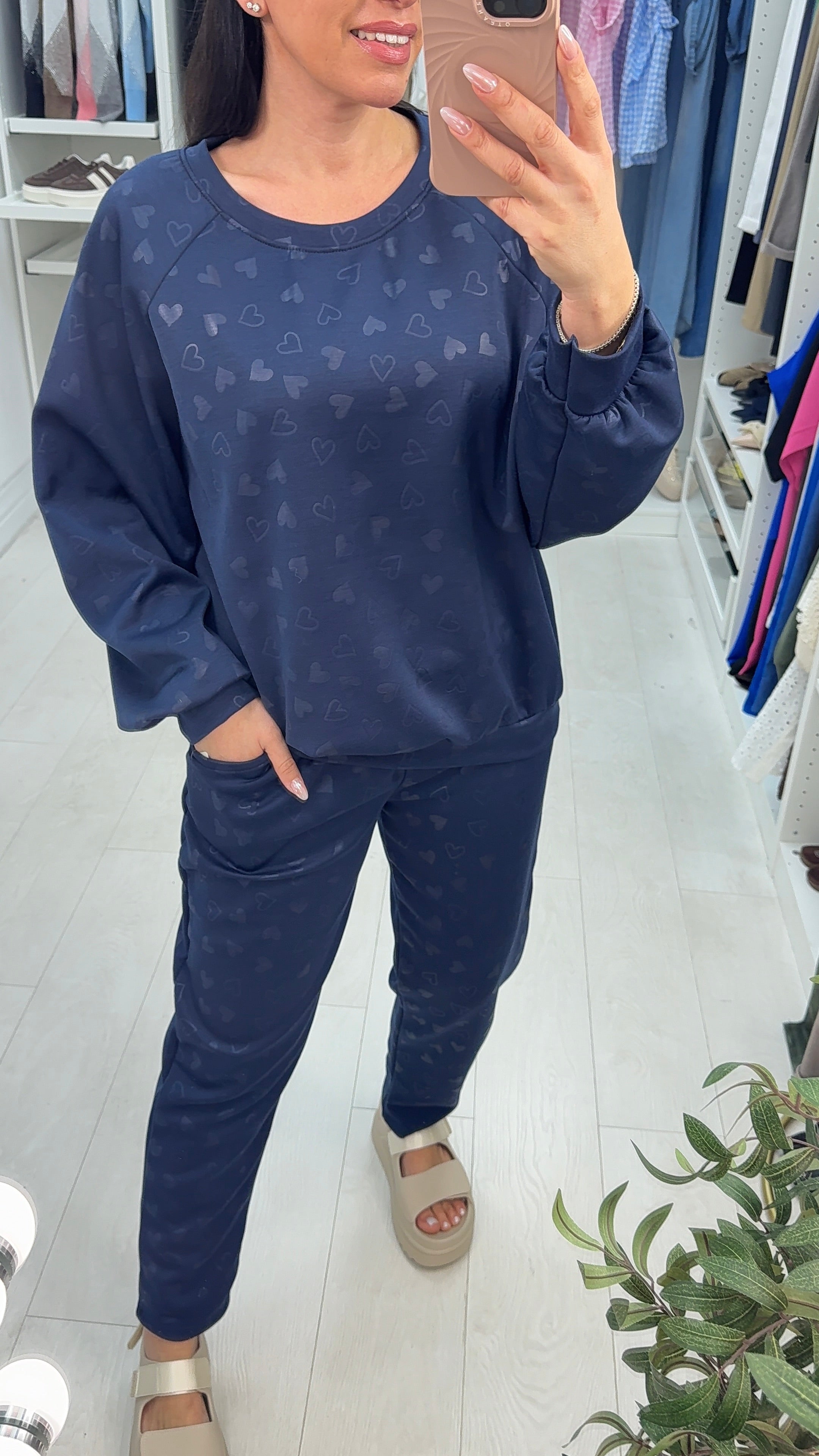 Kelsie Heart Pattern Scuba Sweatshirt