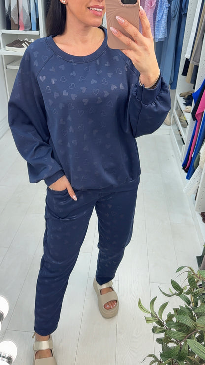 Kelsie Heart Pattern Scuba Sweatshirt