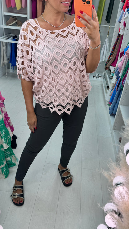 Naida Crochet Batwing Top