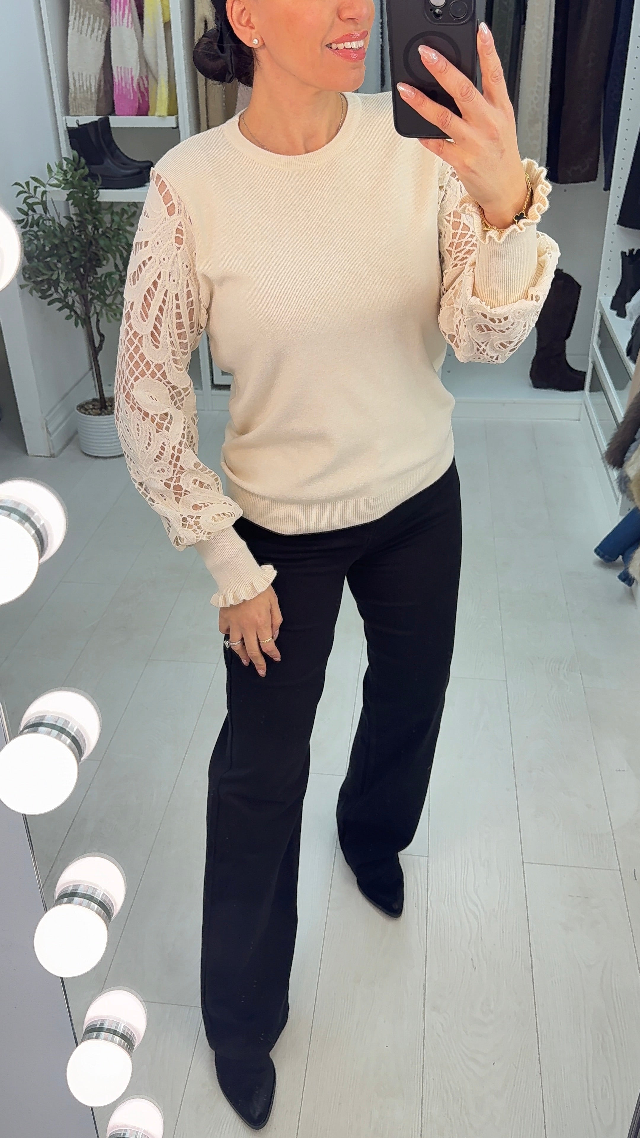 Kandise Floral Lace Sleeves Detailed Jumper