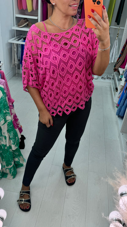 Naida Crochet Batwing Top
